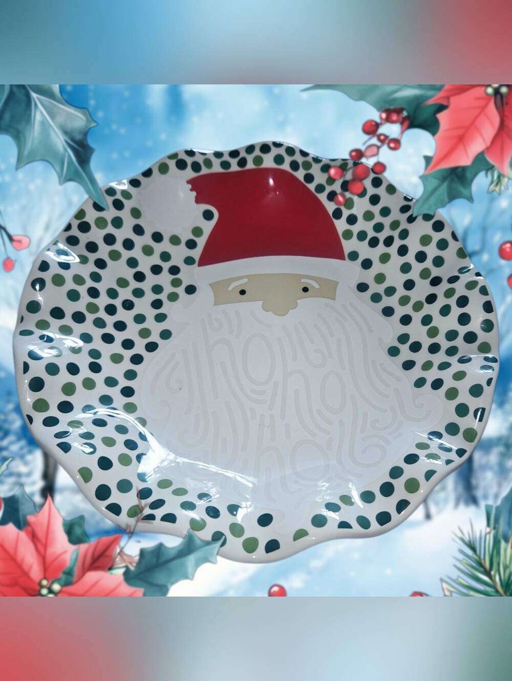 Coton Colors Scalloped Santa Dessert Dish